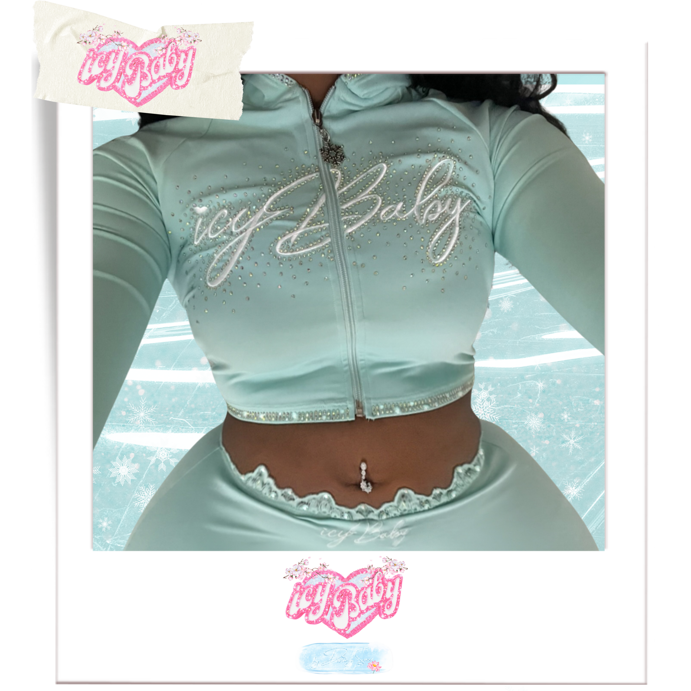 𝒊𝒄𝒚𝑩𝒂𝒃𝒚 Sleek Essence Cropped Jacket (Baby Blue)