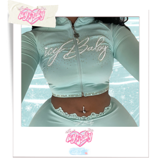 𝒊𝒄𝒚𝑩𝒂𝒃𝒚 Sleek Essence Cropped Jacket (Baby Blue)